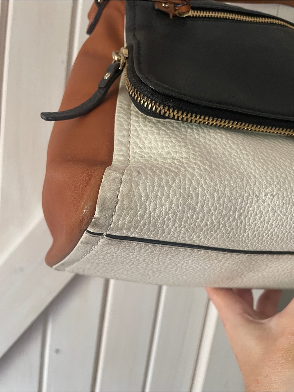 Kate Spade Colorblock Purse Crossbody Black White Brown Flap - Picture 6 of 16